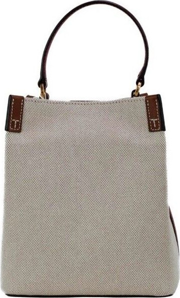 Crossbody Handbag Tory Burch Blake Small Natural Tory Red Canvas Bucket Crossbody Handbag