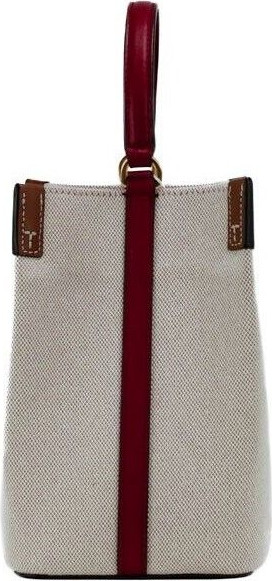 Crossbody Handbag Tory Burch Blake Small Natural Tory Red Canvas Bucket Crossbody Handbag