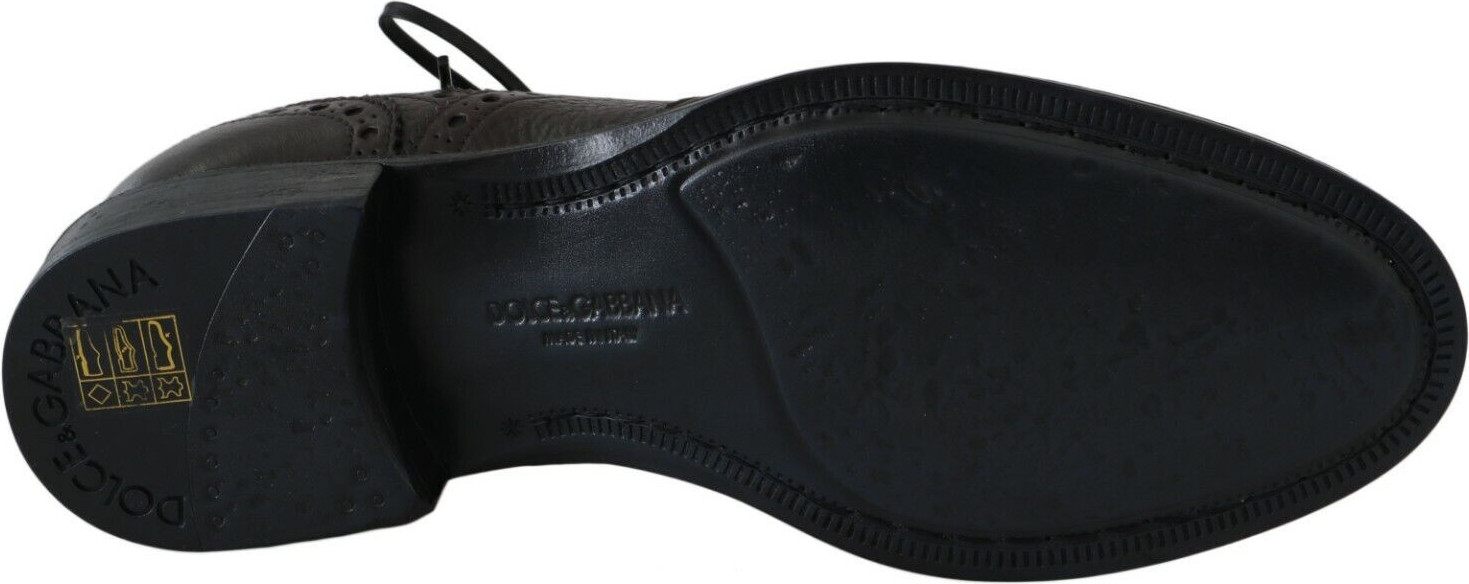 Brown Leather Wingtip Derby Formal Shoes by Dolce & Gabbana