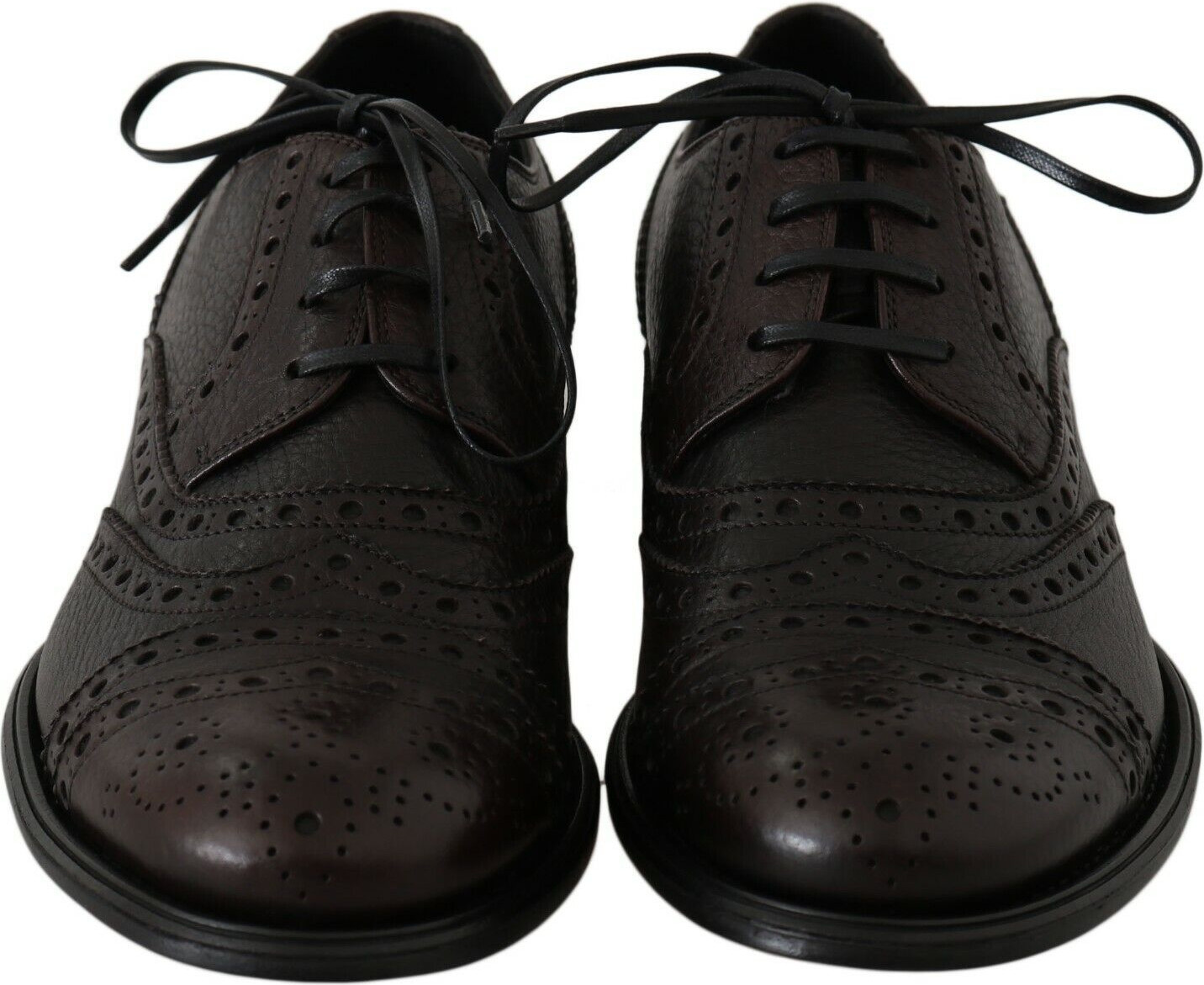 Brown Leather Wingtip Derby Formal Shoes by Dolce & Gabbana