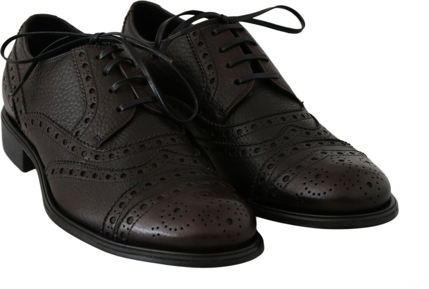 Brown Leather Wingtip Derby Formal Shoes by Dolce & Gabbana