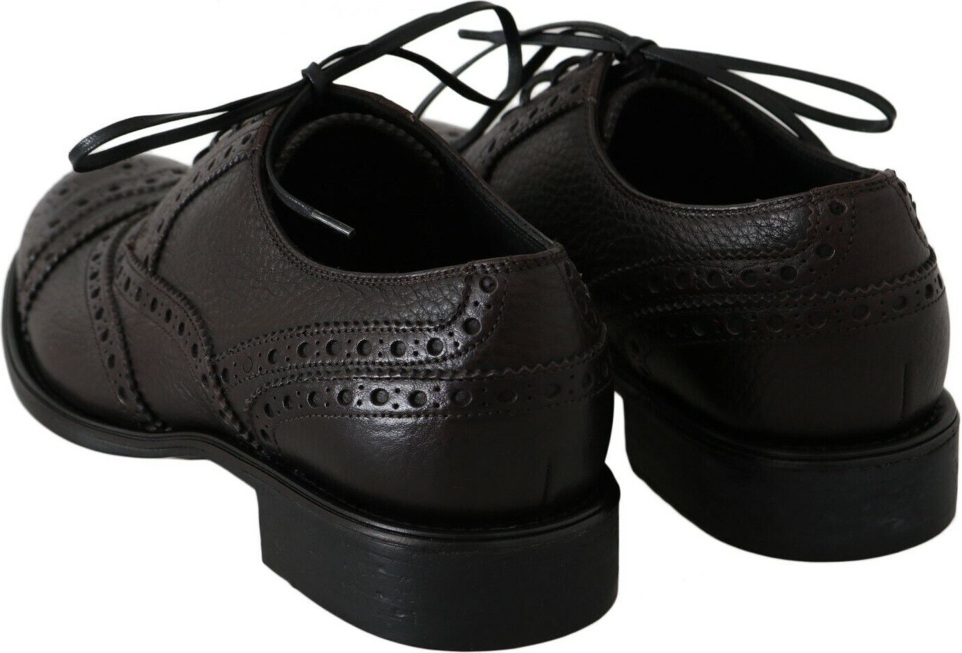 Brown Leather Wingtip Derby Formal Shoes by Dolce & Gabbana