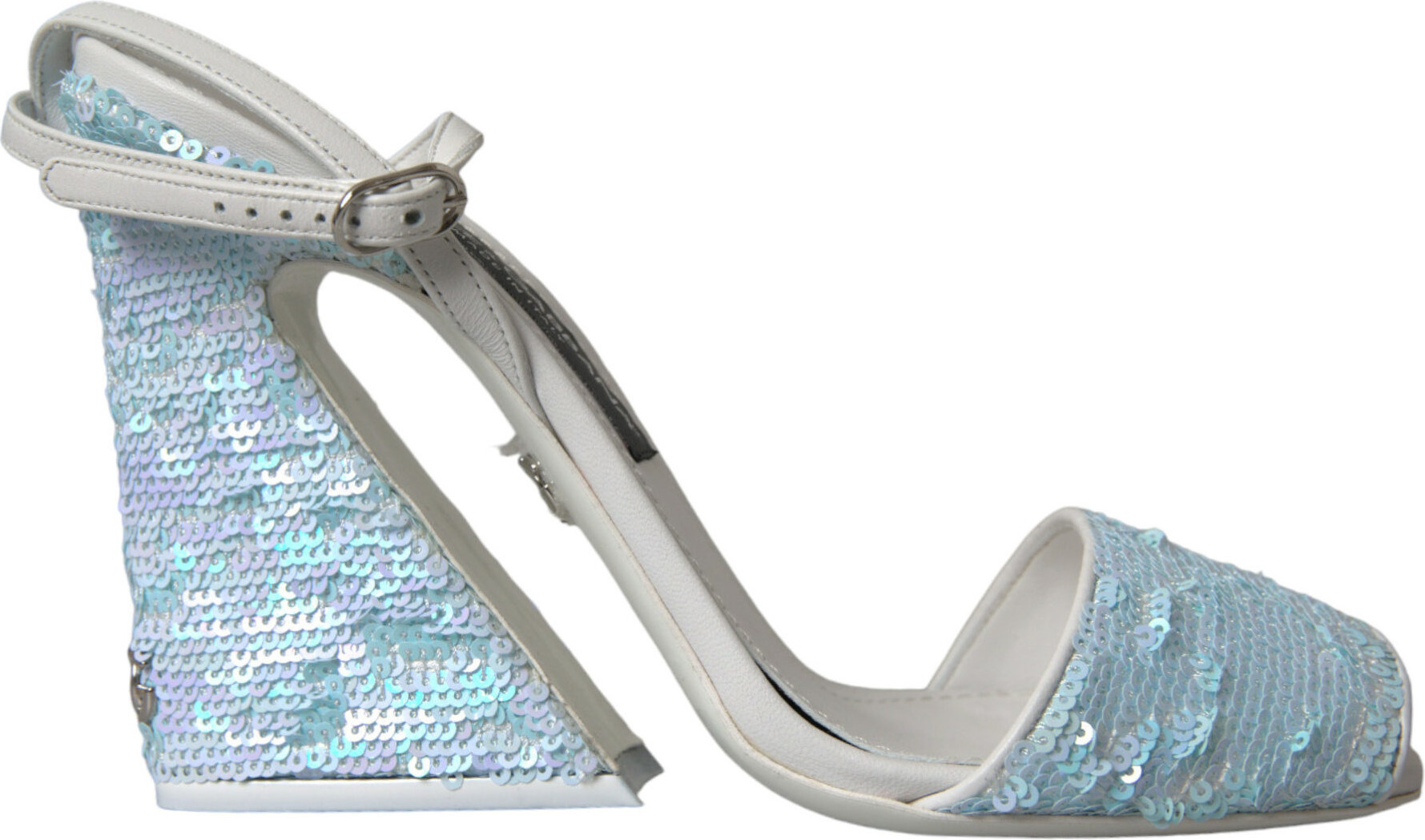 Босоножки Dolce & Gabbana Light Blue с пайетками на ремешке вокруг щиколотки
