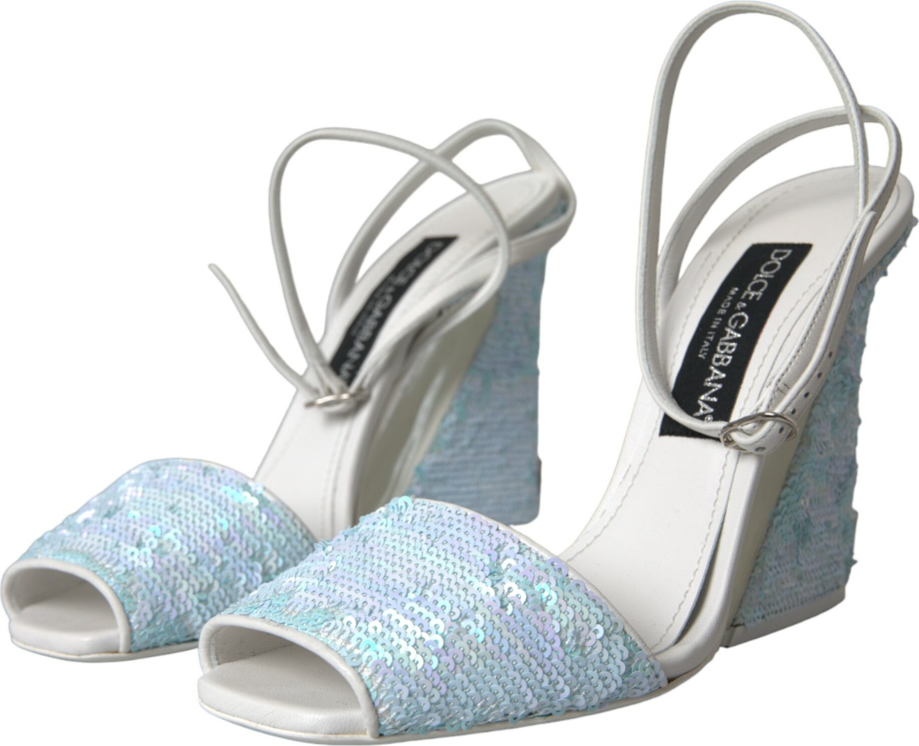 Shoes Dolce & Gabbana Light Blue Sequin Ankle Strap Sandals