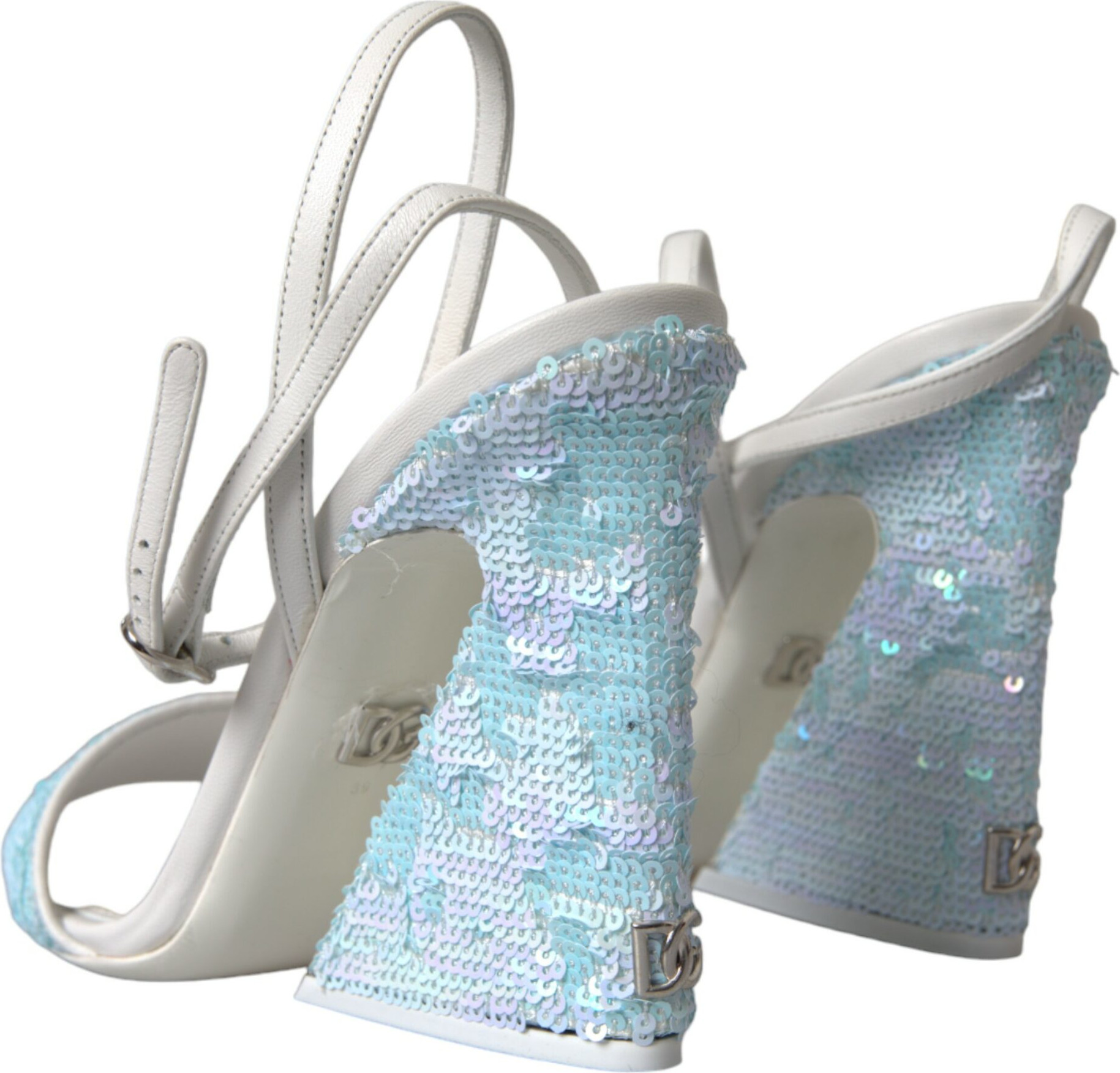 Shoes Dolce & Gabbana Light Blue Sequin Ankle Strap Sandals