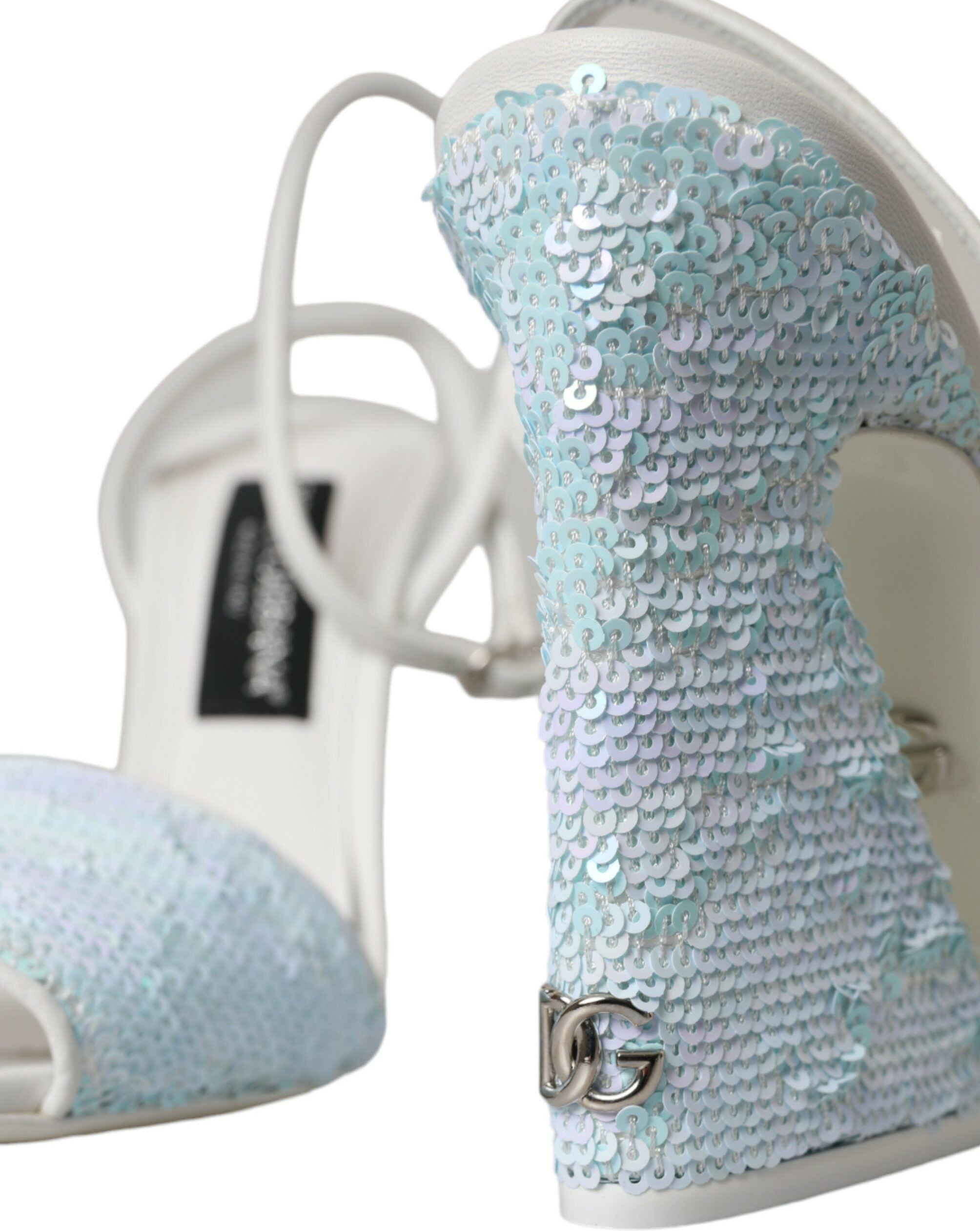 Shoes Dolce & Gabbana Light Blue Sequin Ankle Strap Sandals