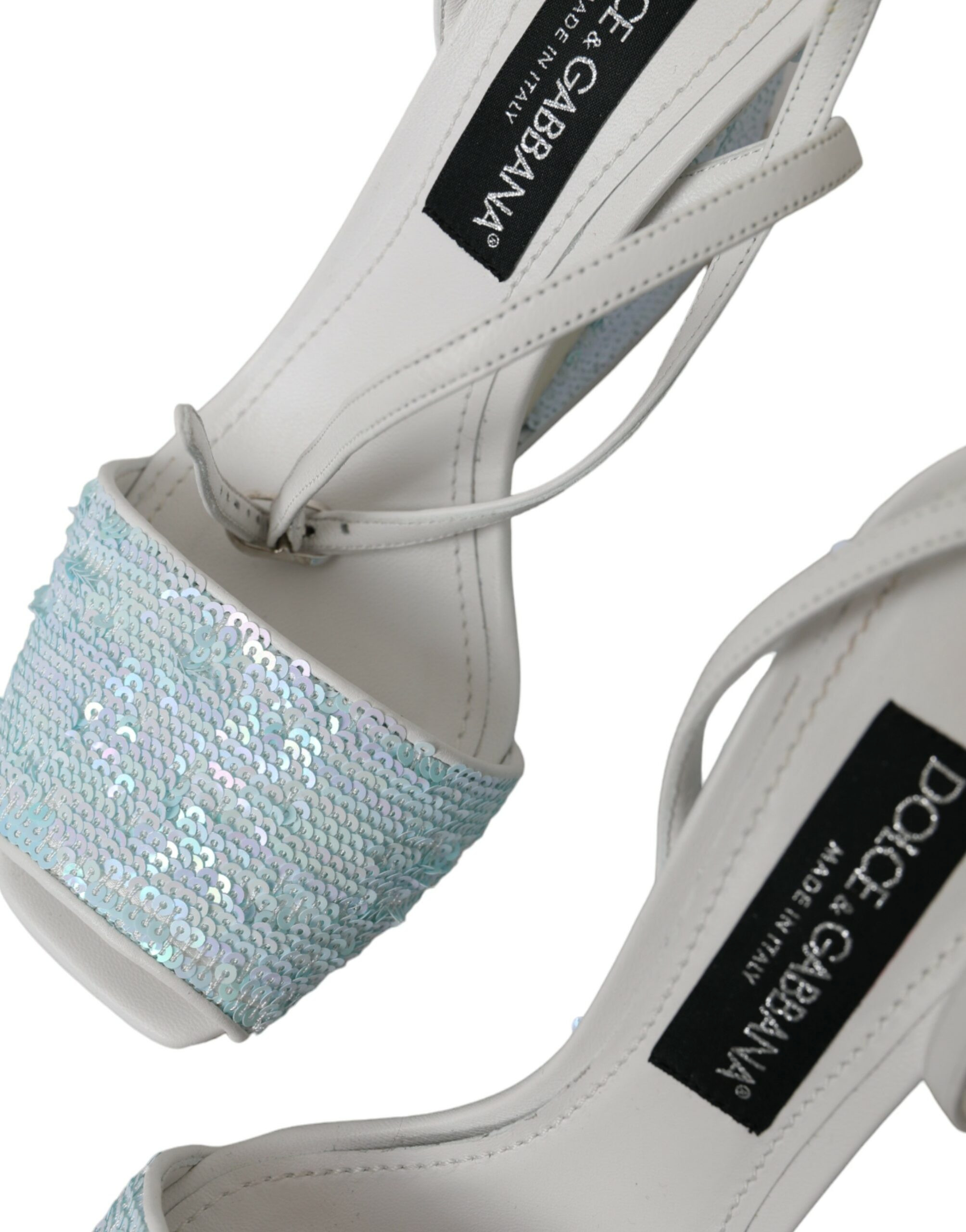 Shoes Dolce & Gabbana Light Blue Sequin Ankle Strap Sandals