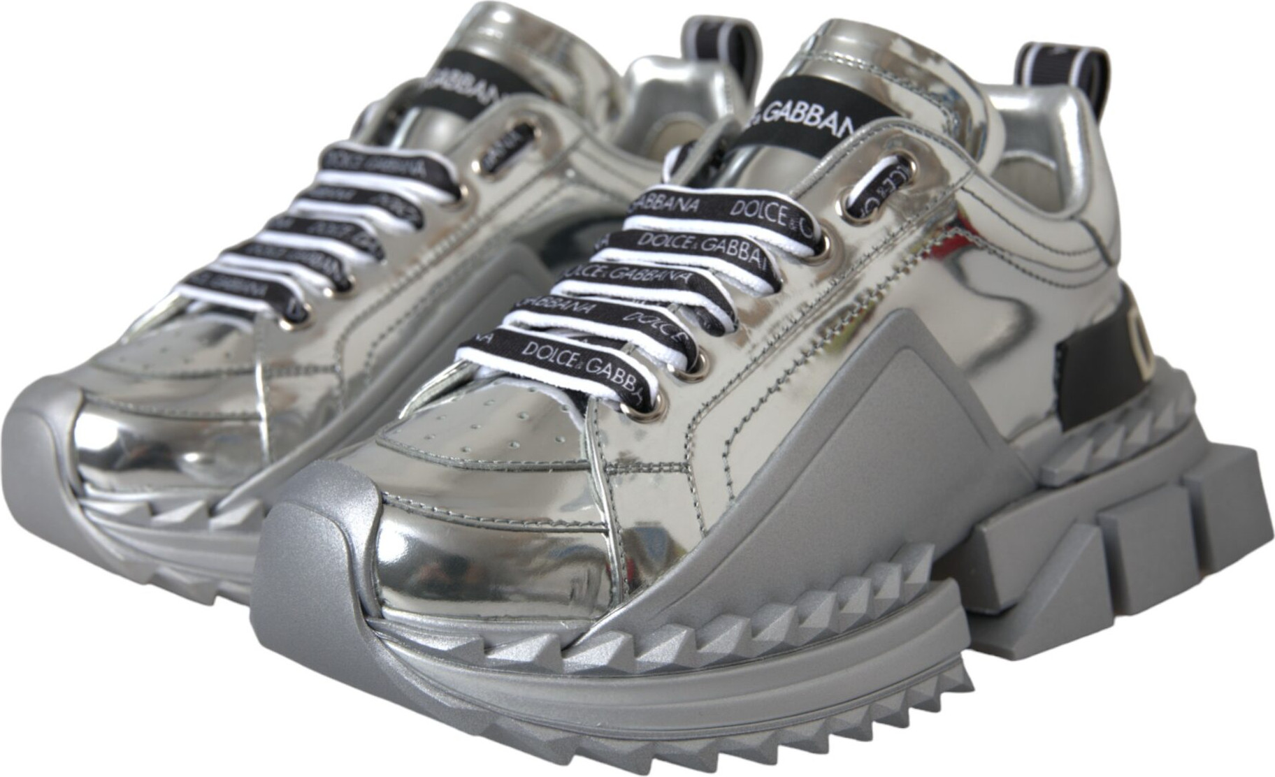 Кроссовки Dolce & Gabbana Silver Leather Super Queen
