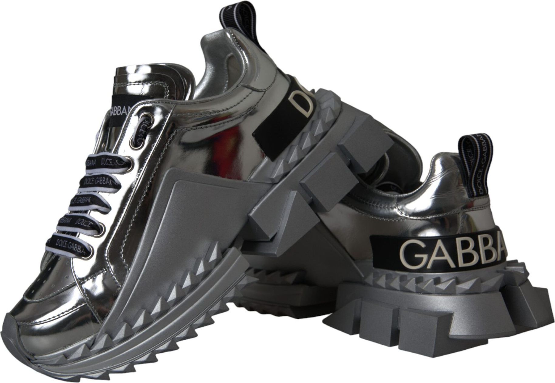 Кроссовки Dolce & Gabbana Silver Leather Super Queen