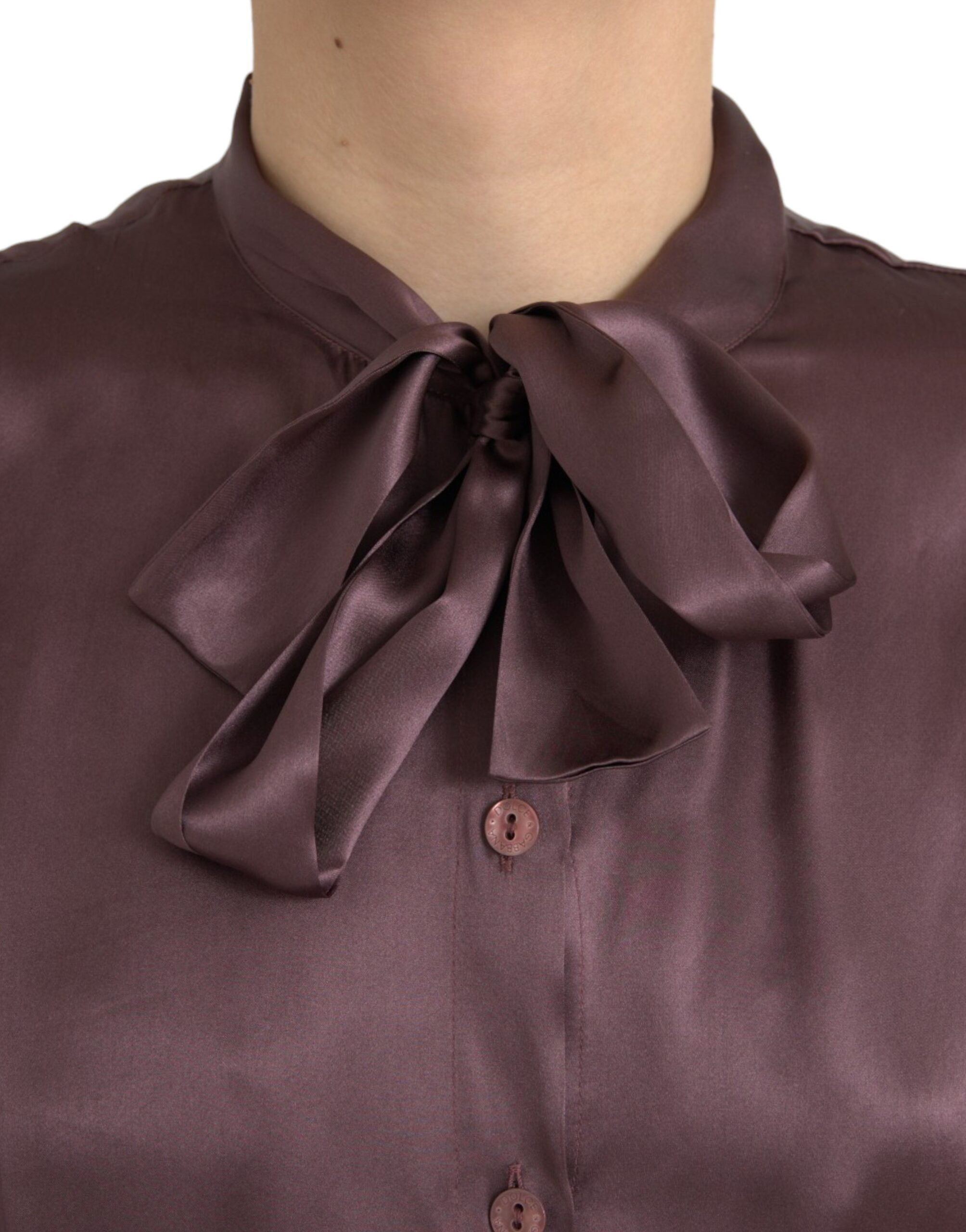Jigarrang Ascot Yoqali Uzoq Yengli bluza Dolce & Gabbana