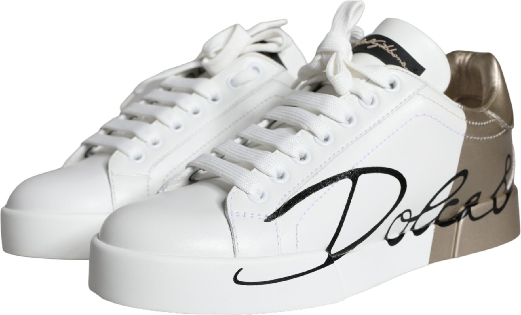 White Gold Portofino Low Top Leather Sneakers Shoes