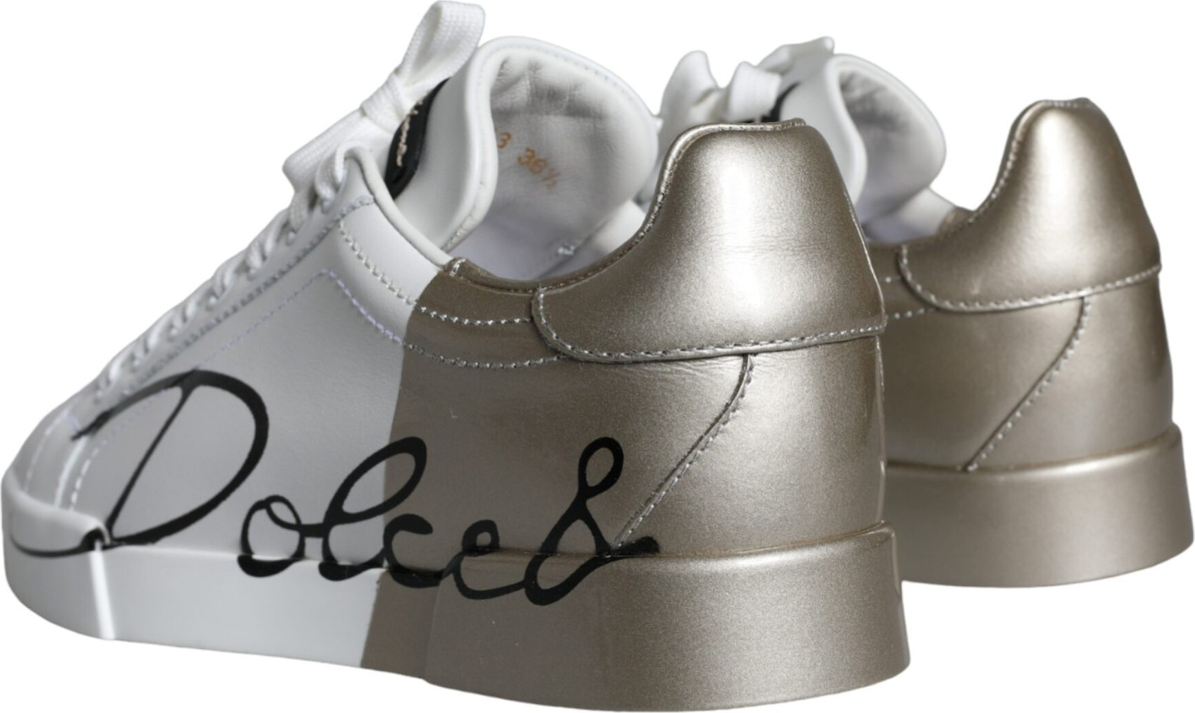 White Gold Portofino Low Top Leather Sneakers Shoes