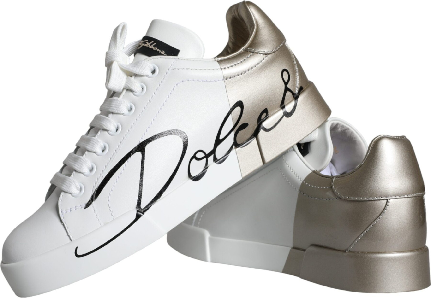 White Gold Portofino Low Top Leather Sneakers Shoes