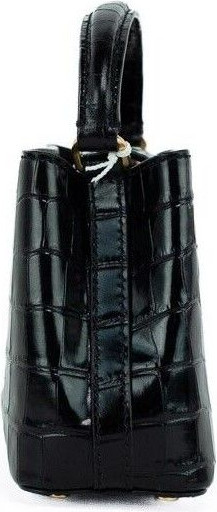 Handbag Tory Burch Small Black Crocodile Embossed Leather Micro Satchel