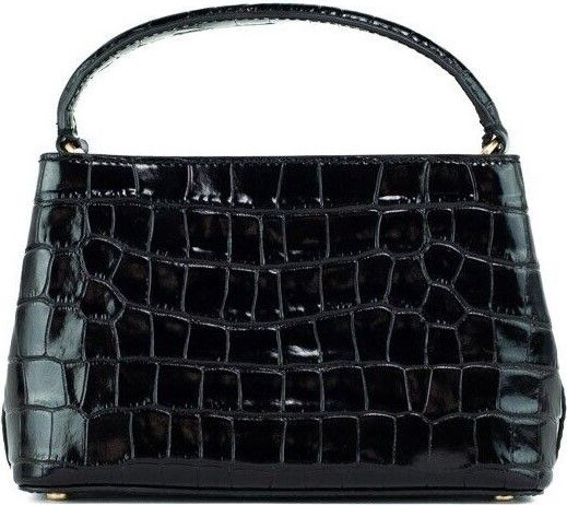 Handbag Tory Burch Small Black Crocodile Embossed Leather Micro Satchel