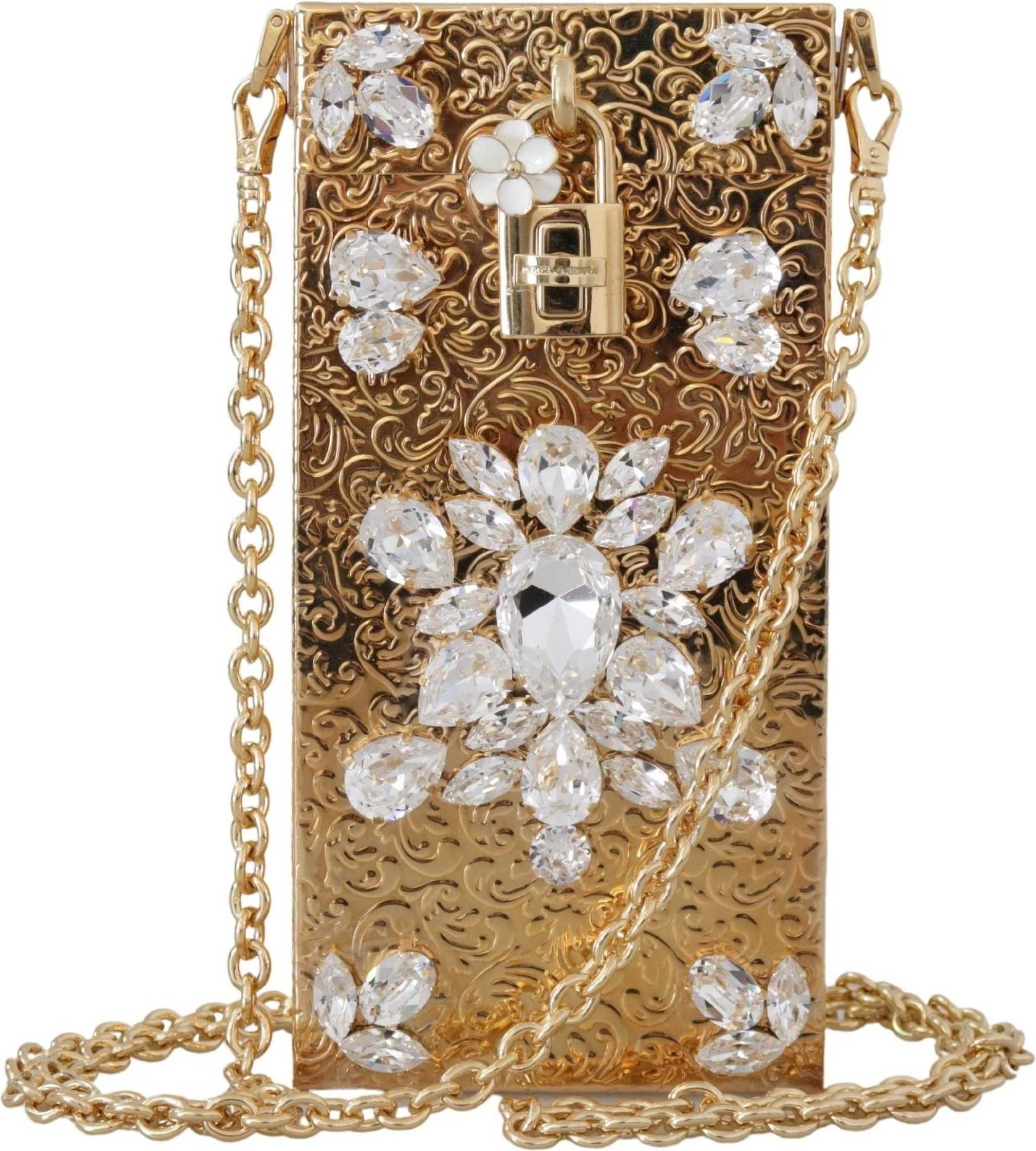 Сумка через плечо Dolce & Gabbana Золотая мини-сумочка с кристаллами