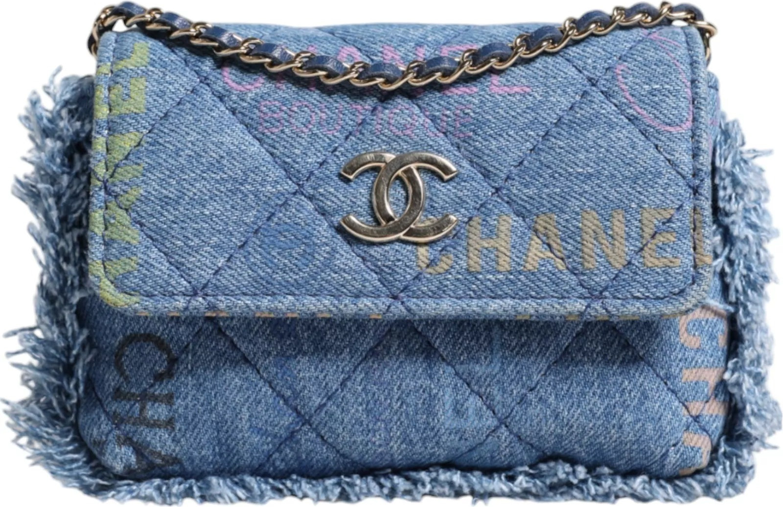 Сумка через плечо Chanel с принтом Micro Logo и бахромой