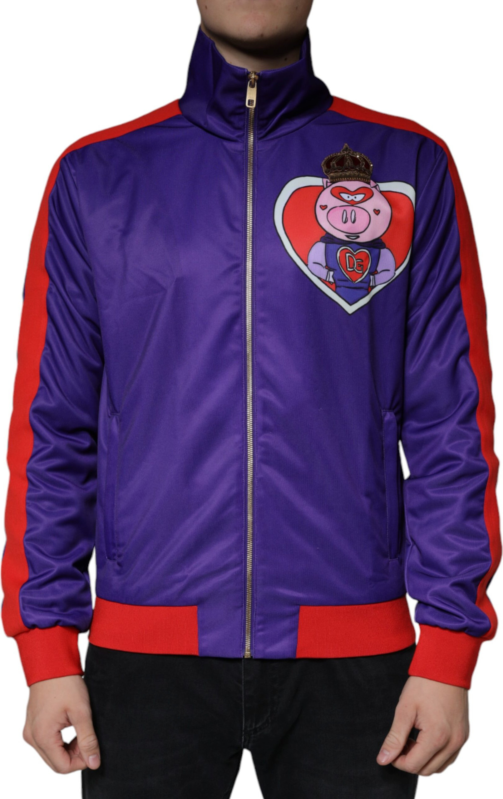 Dolce & Gabbana's Purple Abadi Cho'chqa Yili To'liq Fermuarlı Bomber Jeketi
