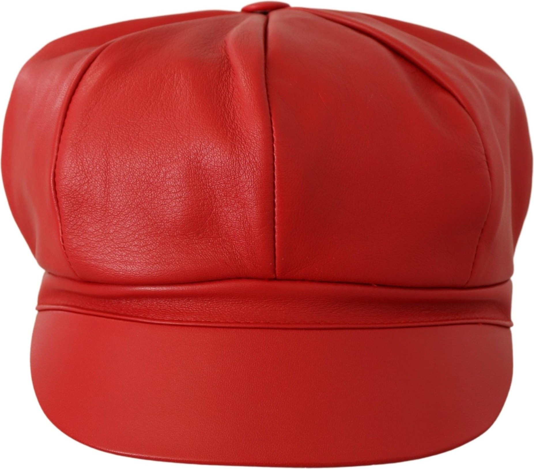 Hat Dolce & Gabbana Red Leather DG Amore Cabbie Newsboy Hat