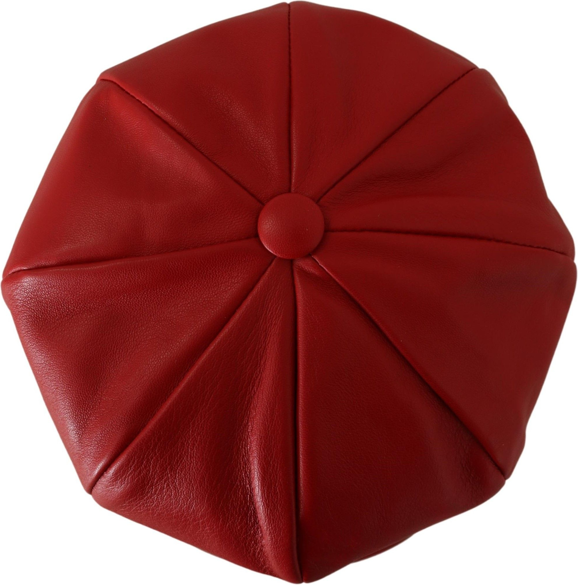 Hat Dolce & Gabbana Red Leather DG Amore Cabbie Newsboy Hat