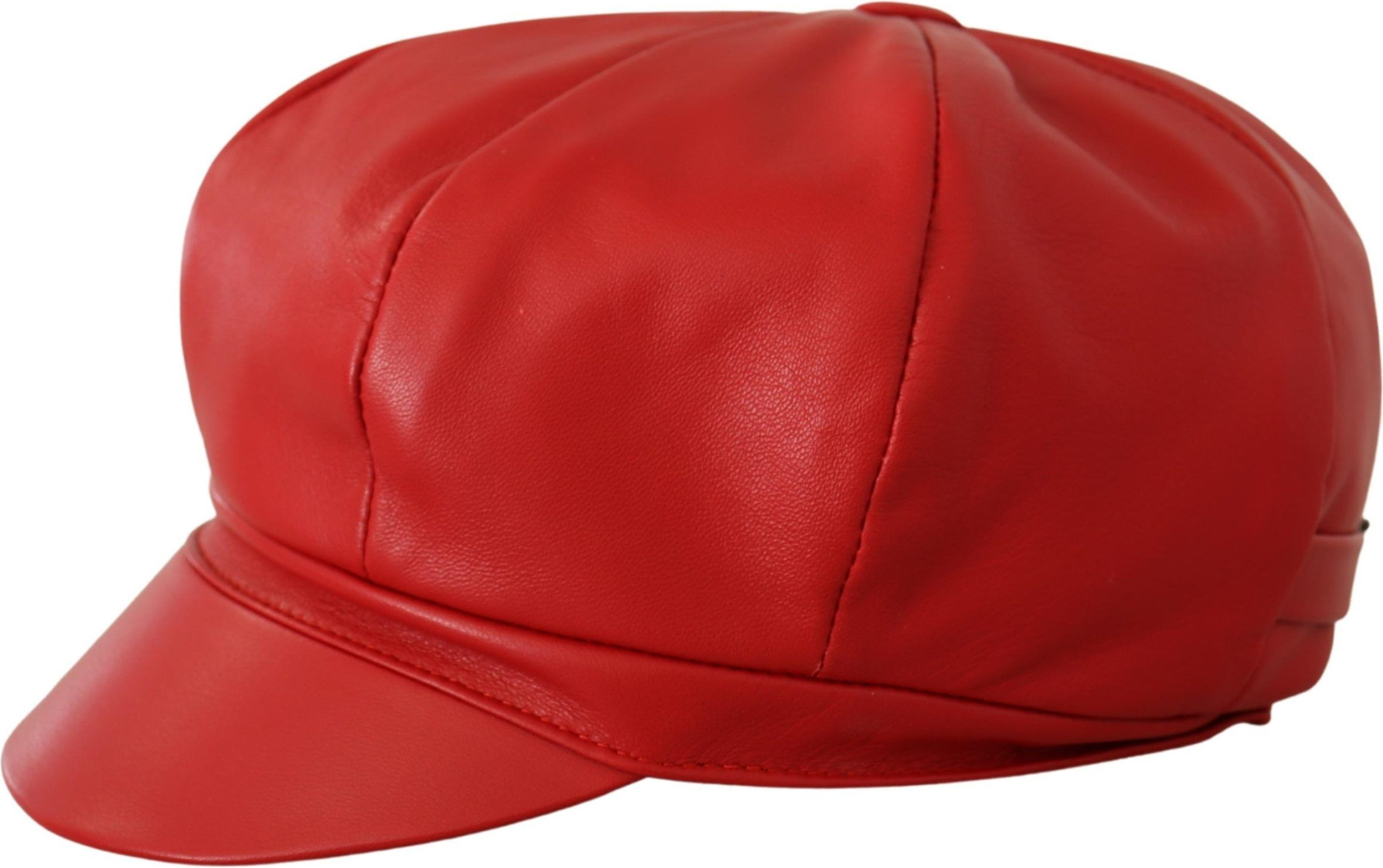 Hat Dolce & Gabbana Red Leather DG Amore Cabbie Newsboy Hat