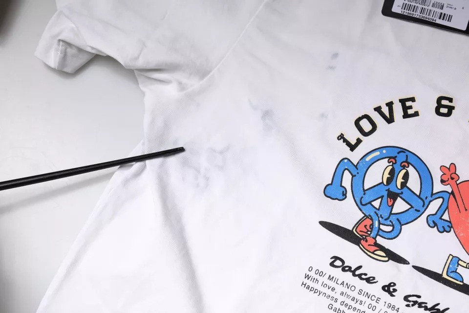 White Love & Peace Cotton Round Neck T-shirt Dolce & Gabbana