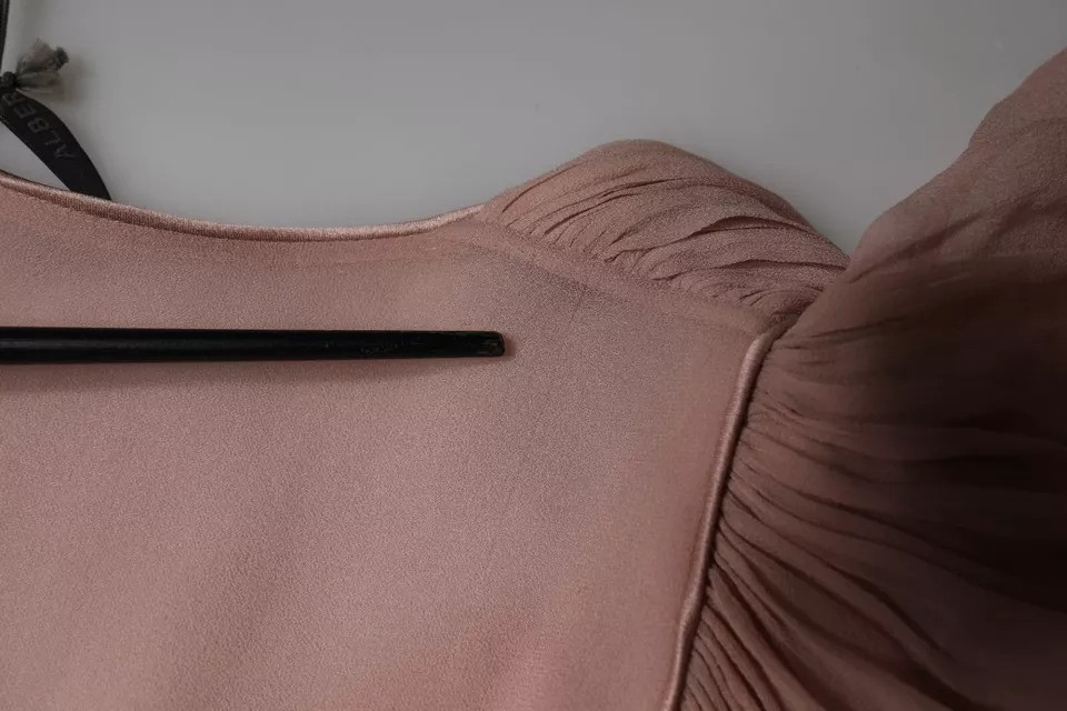 Коричневый топ Alberta Ferretti с короткими рукавами и V-образным вырезом