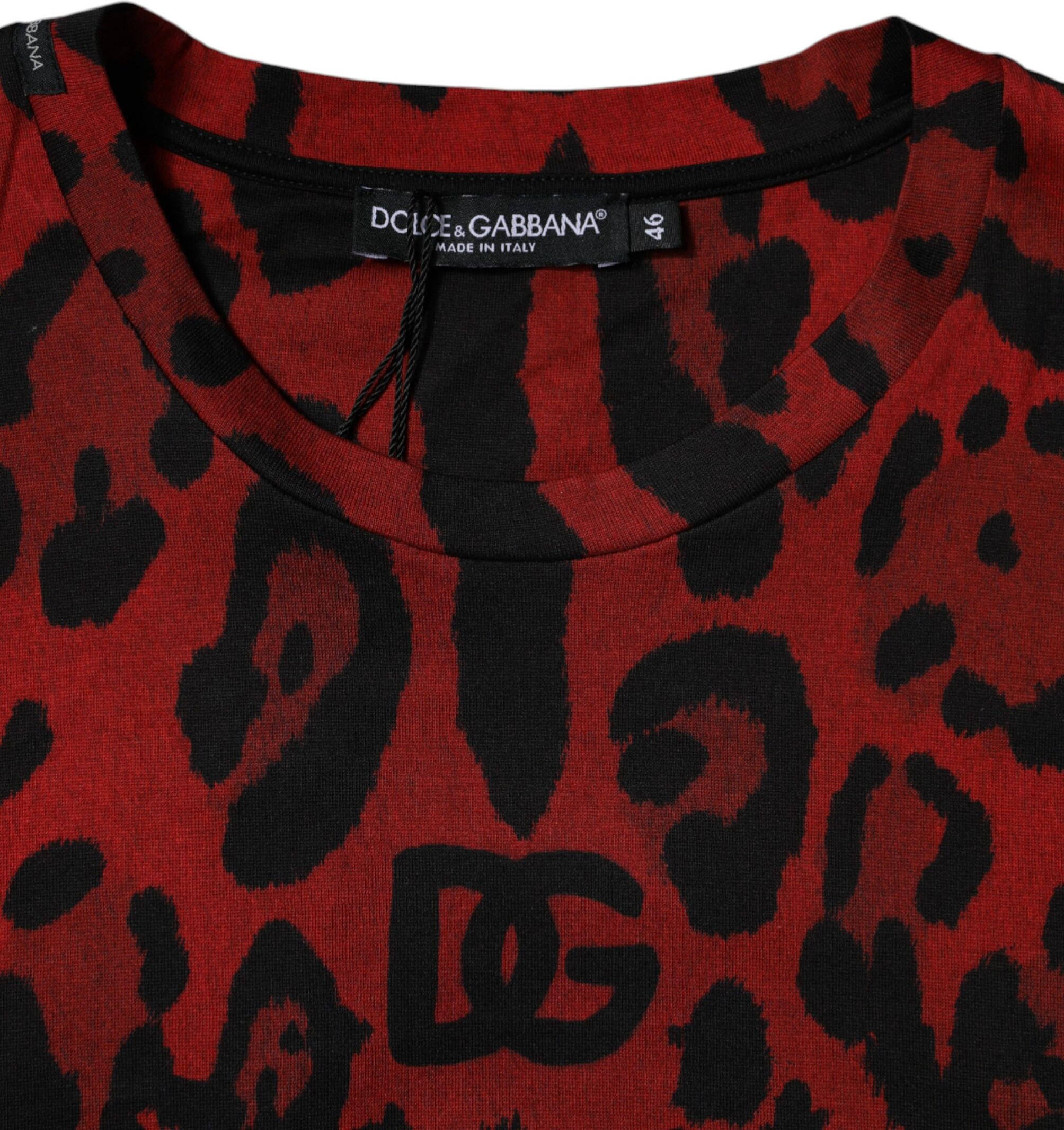 Футболка с коротким рукавом Красный Леопард Хлопок Dolce & Gabbana