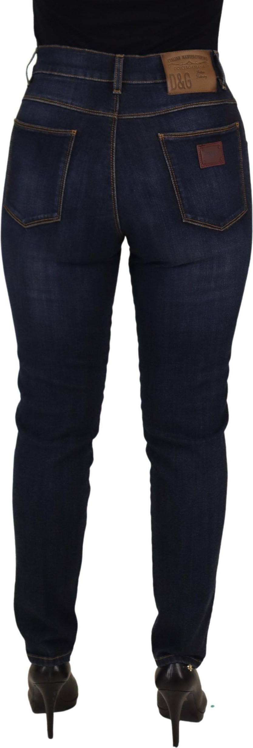 Blue Cotton High Waist Skinny Denim Jeans Dolce & Gabbana