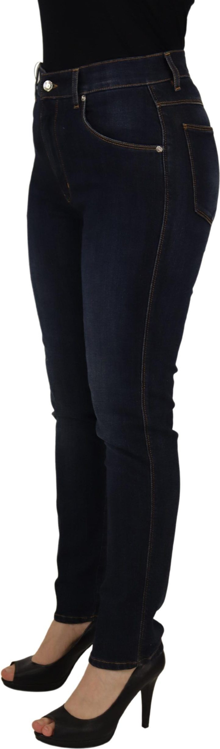 Blue Cotton High Waist Skinny Denim Jeans Dolce & Gabbana