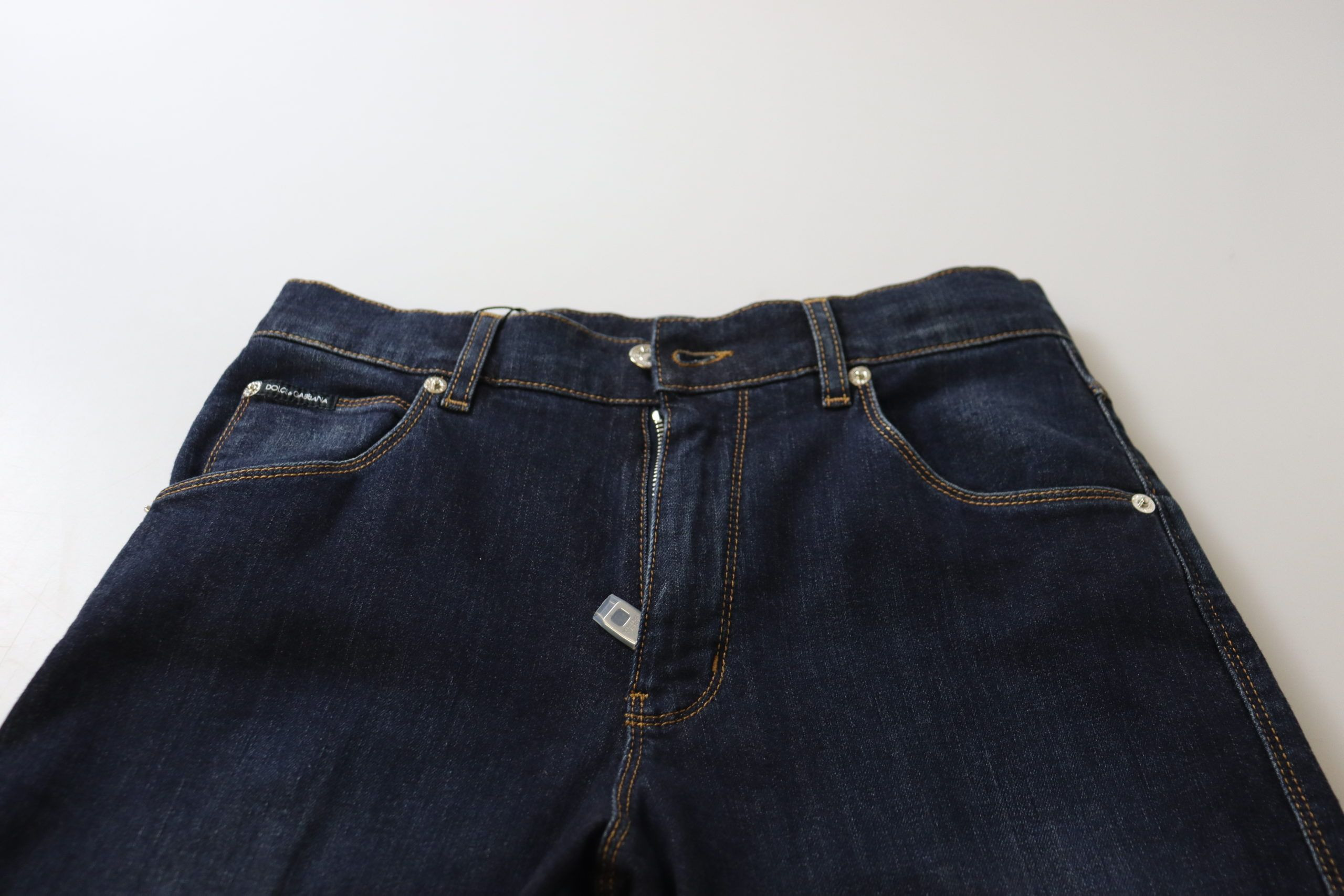 Blue Cotton High Waist Skinny Denim Jeans Dolce & Gabbana