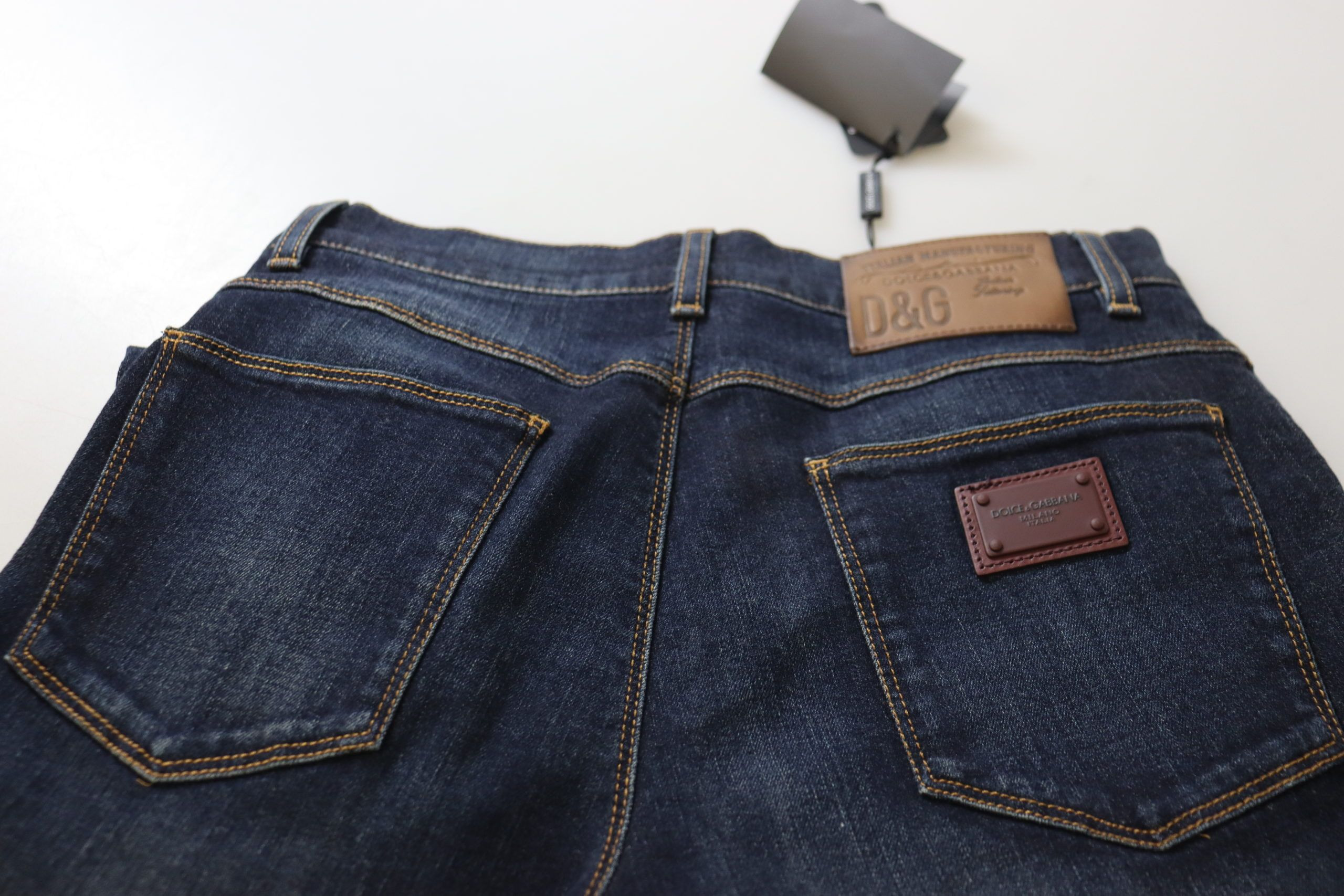 Blue Cotton High Waist Skinny Denim Jeans Dolce & Gabbana