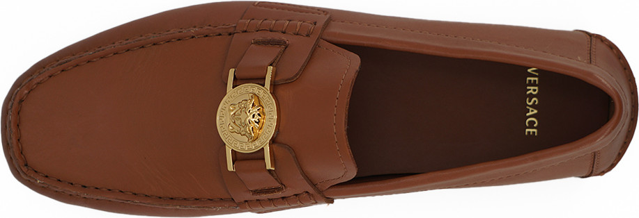Лоферы Versace из натуральной коричневой телячьей кожи