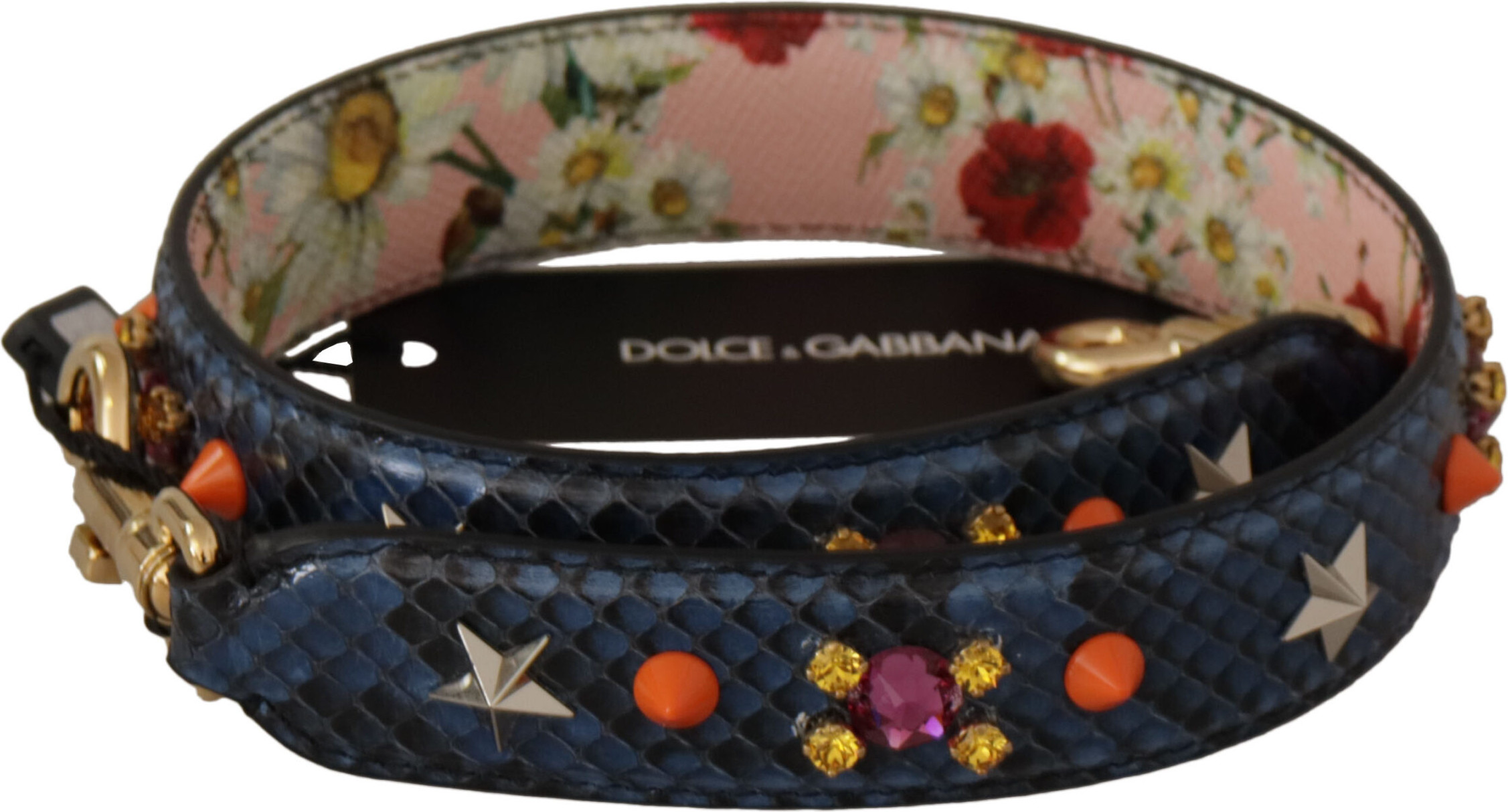 Shoulder Strap Dolce & Gabbana Elegant Blue Python Leather Bag Strap