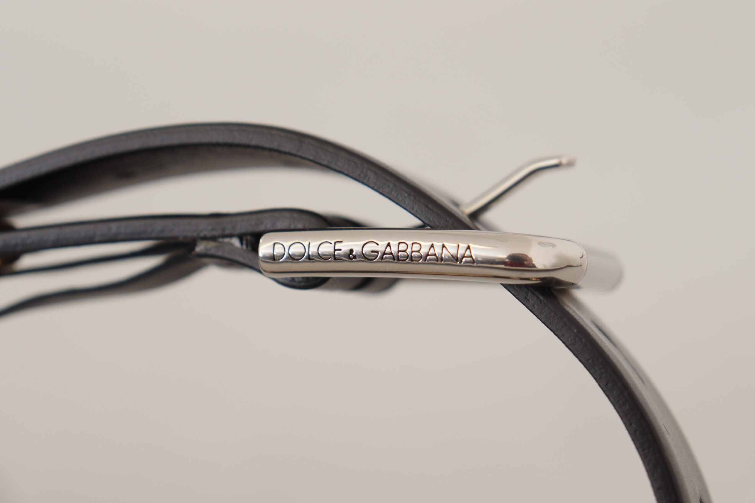 Belts Dolce & Gabbana Chic Black Leather Belt with Engraved Buckle