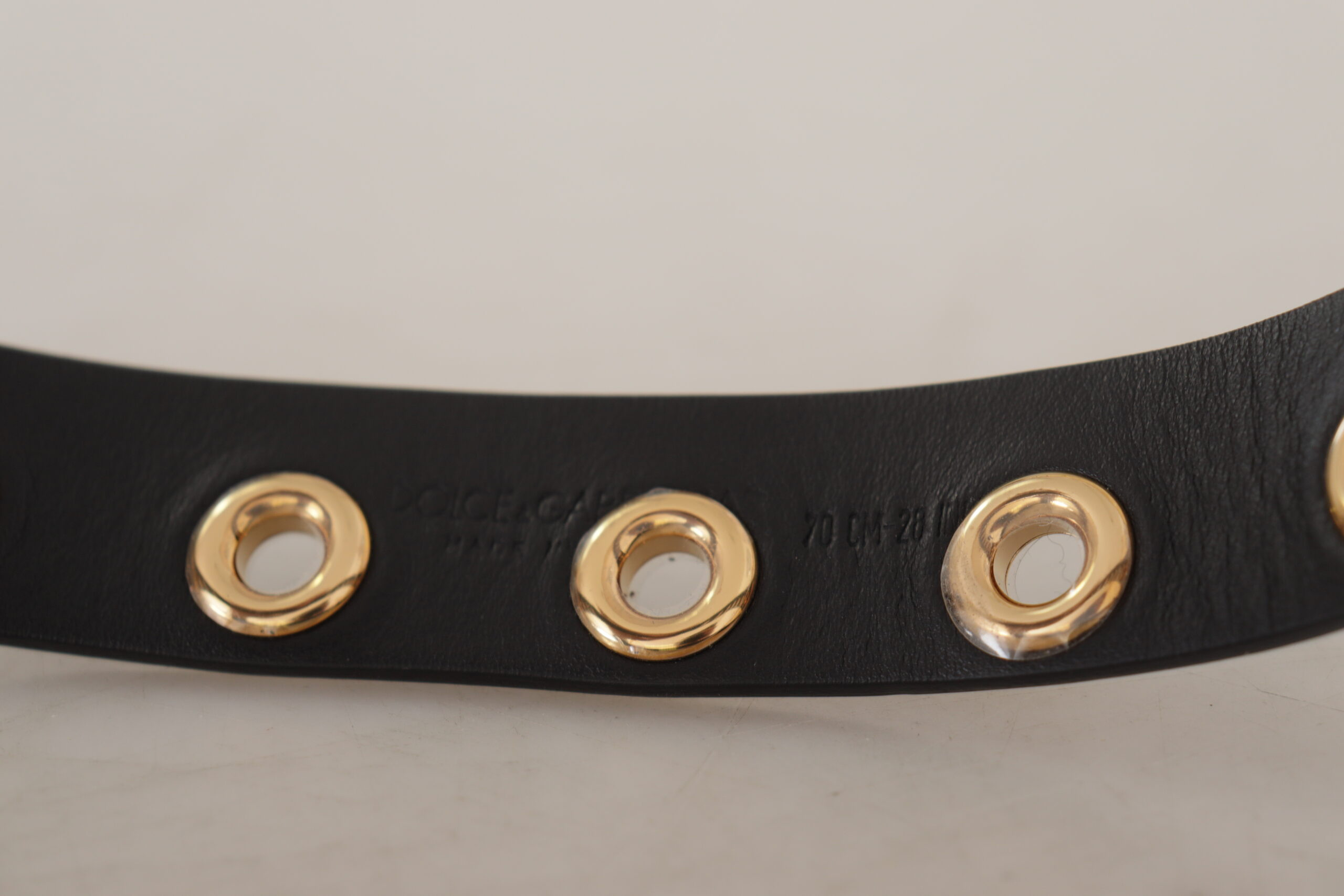 Belts Dolce & Gabbana Chic Black Leather Belt with Engraved Buckle