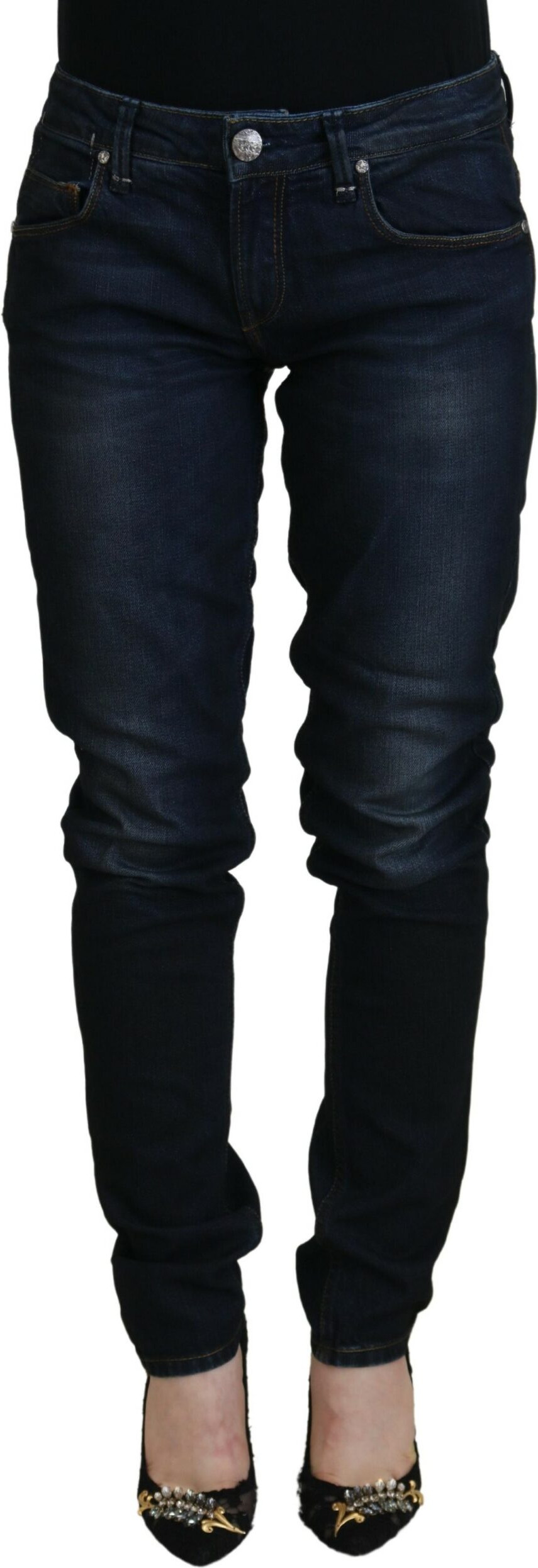 Blue Cotton Skinny Jeans