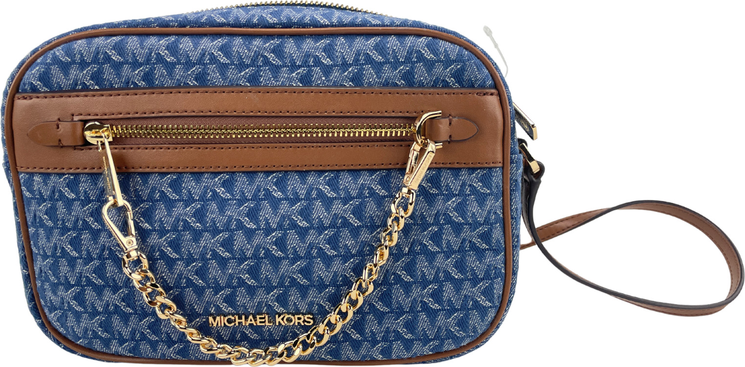 Crossbody Sumkasi Michael Kors Jet Set East West Denim Signature Zip Chain