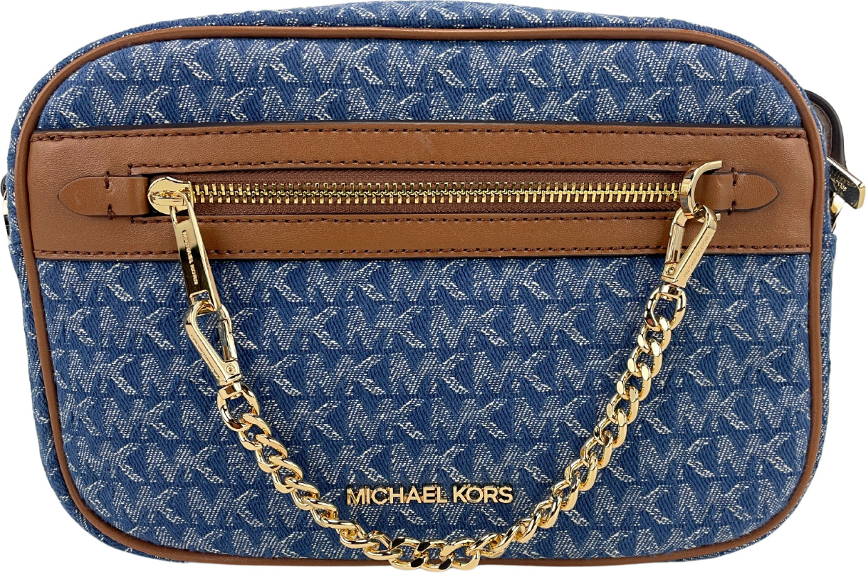 Crossbody Sumkasi Michael Kors Jet Set East West Denim Signature Zip Chain