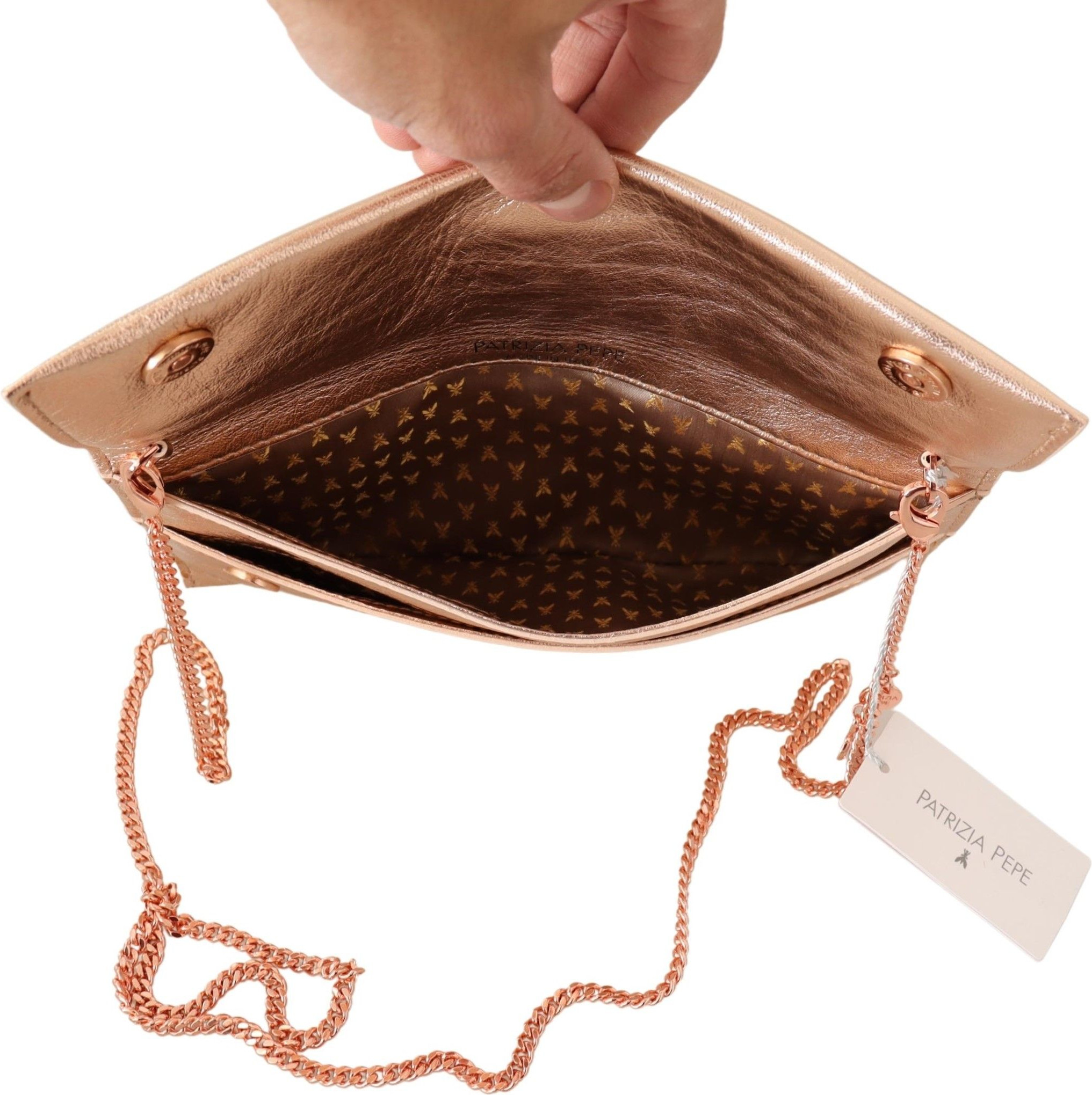 Shoulder Bag Patrizia Pepe Elegant Rose Gold Leather