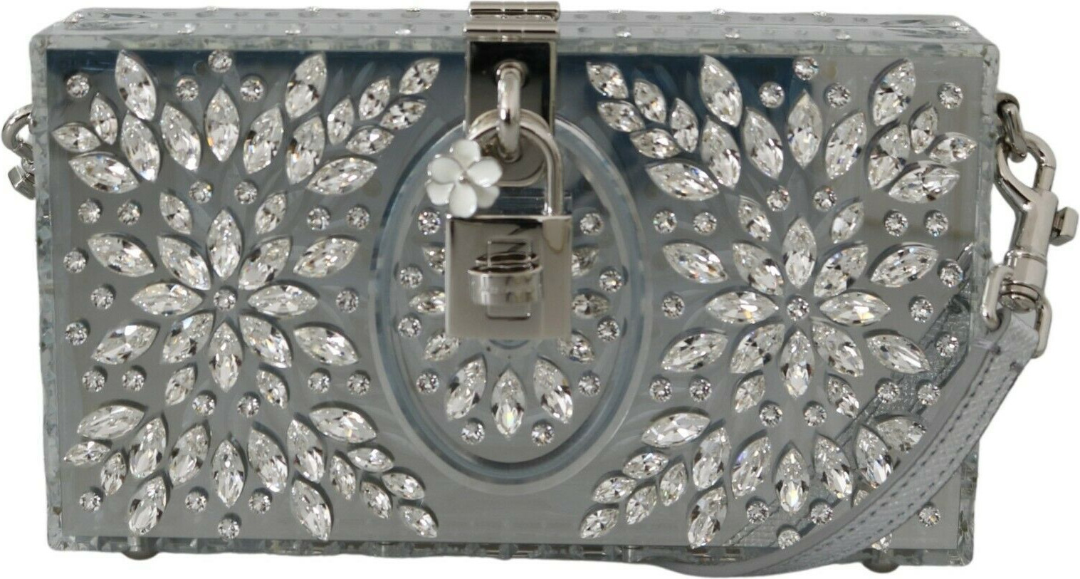 Box Bag Dolce & Gabbana Elegant Silver Crystal Stud