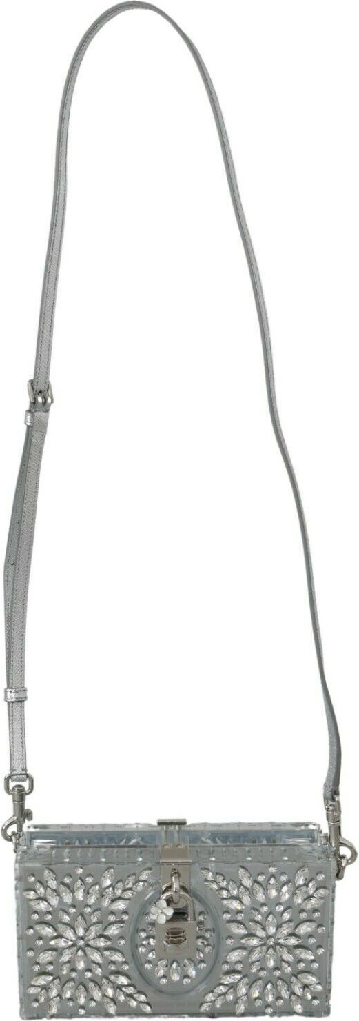 Box Bag Dolce & Gabbana Elegant Silver Crystal Stud