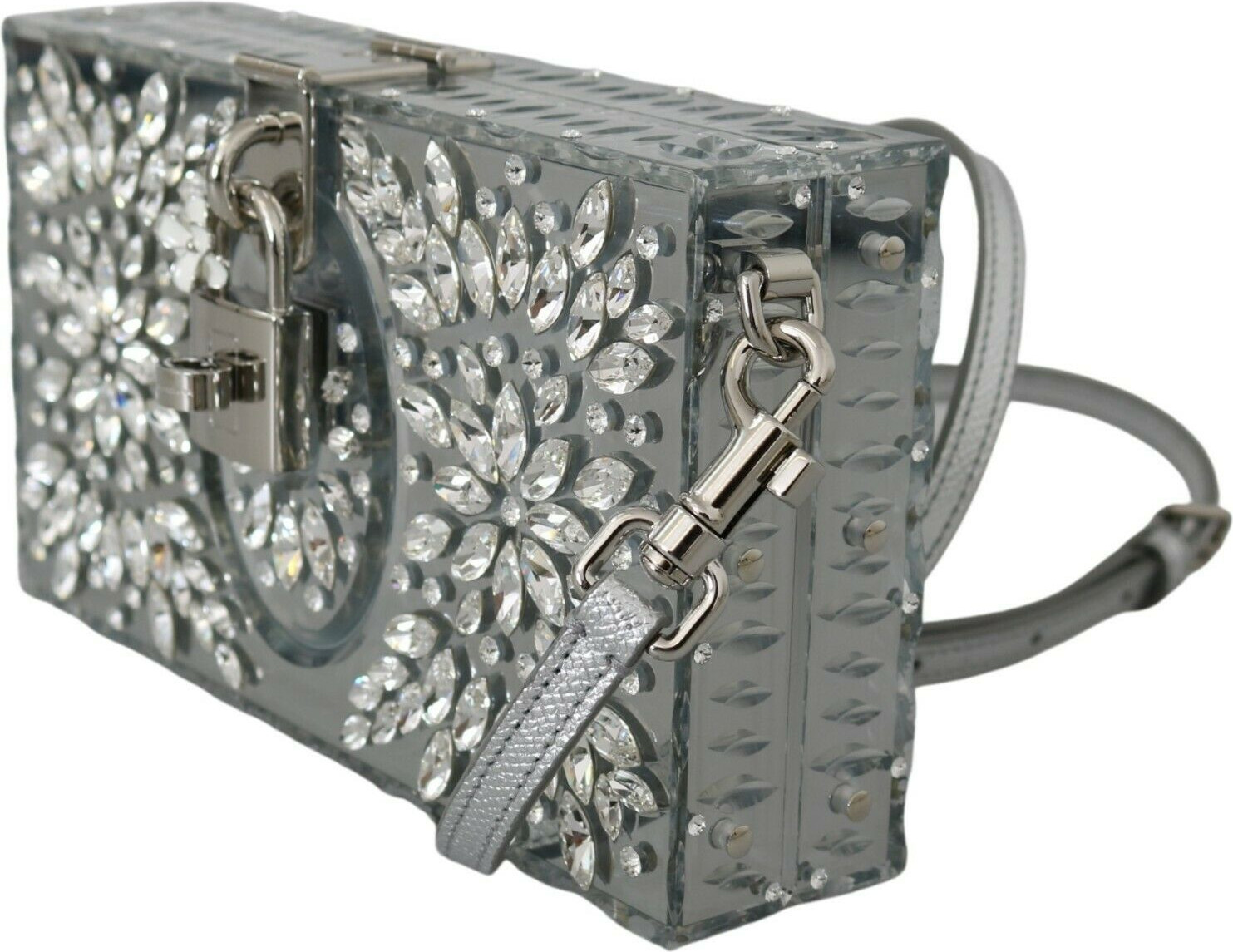 Box Bag Dolce & Gabbana Elegant Silver Crystal Stud