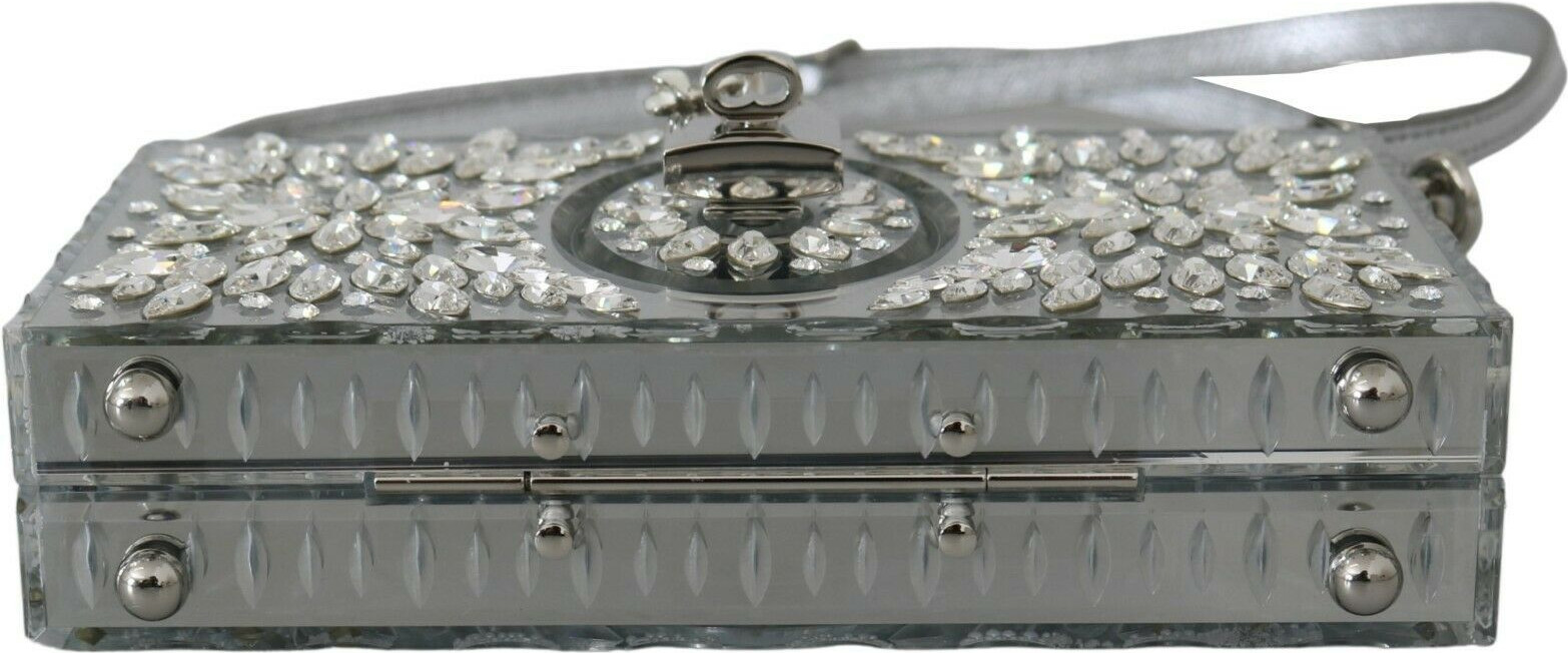 Box Bag Dolce & Gabbana Elegant Silver Crystal Stud