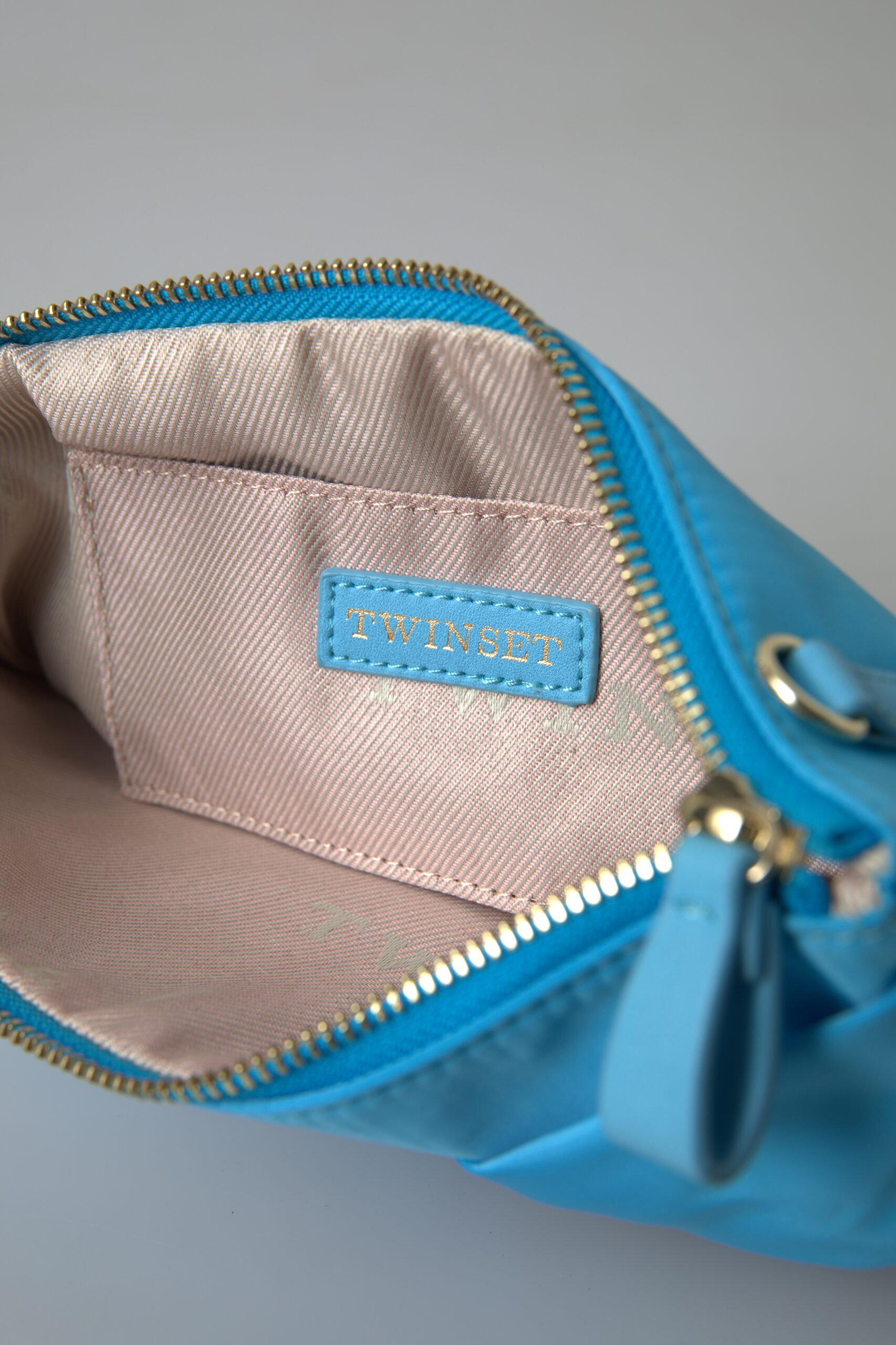 Clutch TWINSET Blue Tafta Silk Large Bow Zipper Clutch Women Borse Logo Bag