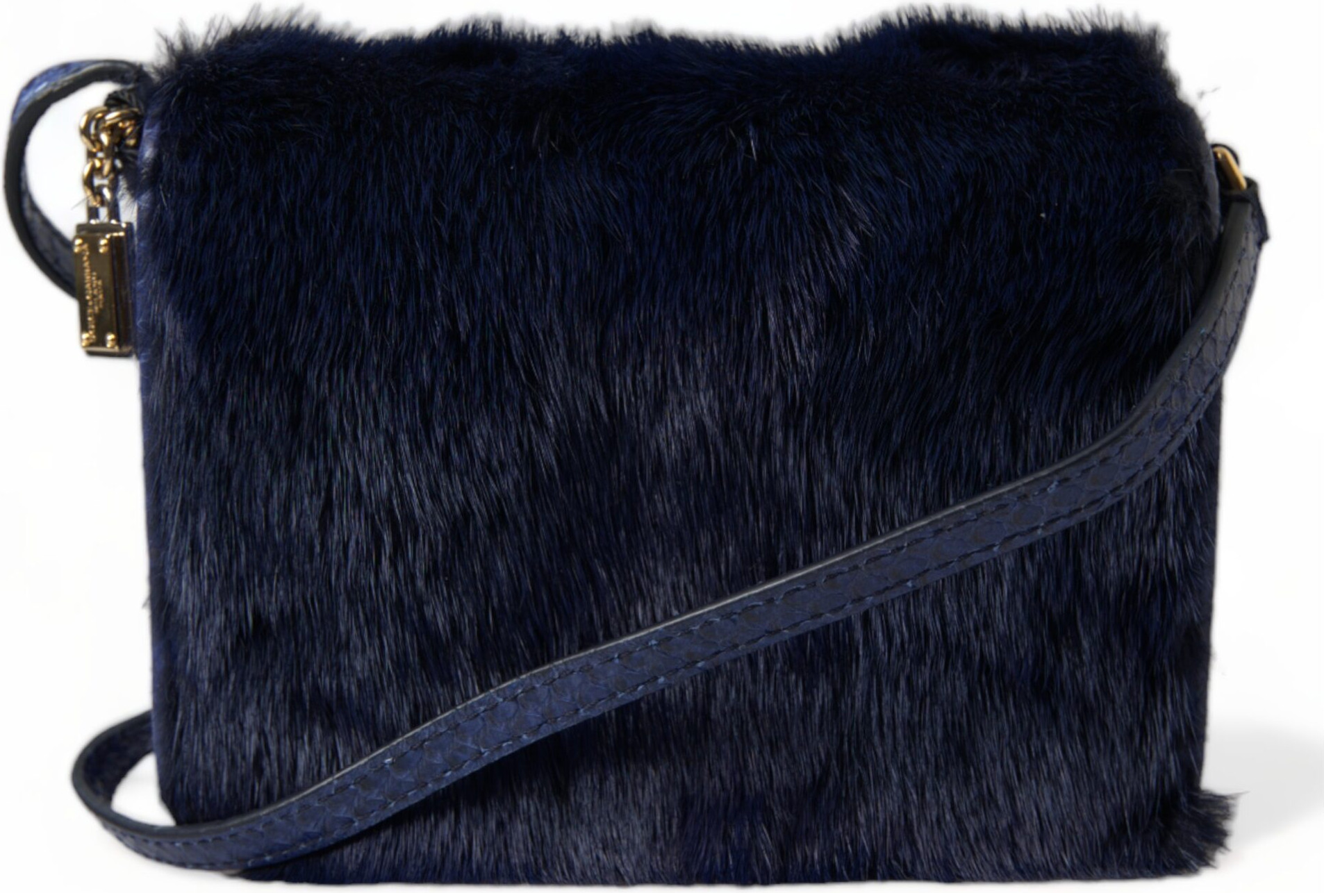 Shoulder Bag Dolce & Gabbana Dark Blue Fur Ayers Lily Twist Crossbody
