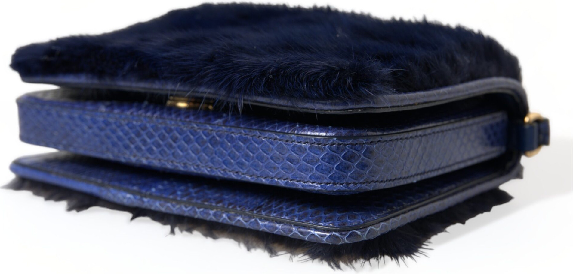 Shoulder Bag Dolce & Gabbana Dark Blue Fur Ayers Lily Twist Crossbody