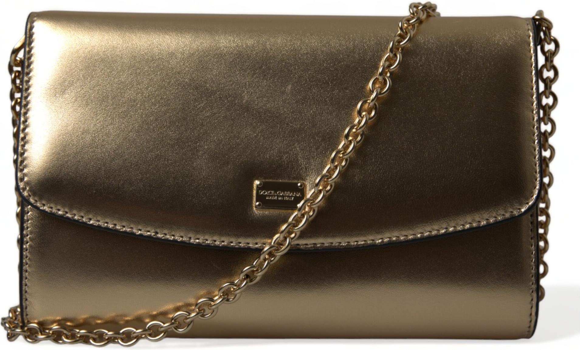 Crossbody Bag Dolce & Gabbana Elegant Metallic Gold Leather