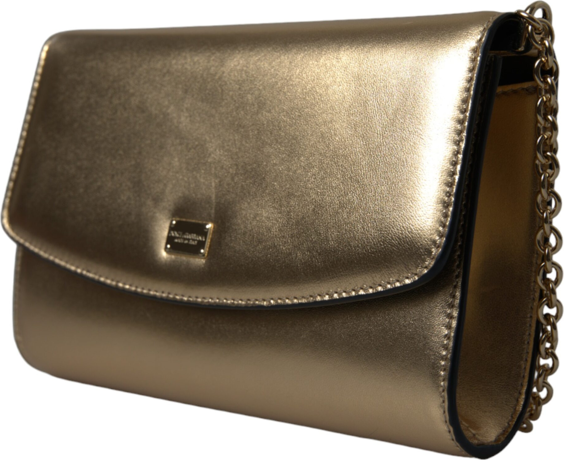Crossbody Bag Dolce & Gabbana Elegant Metallic Gold Leather