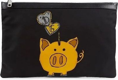 Clutch Dolce & Gabbana Sleek Nylon Clutch with Leather Accents